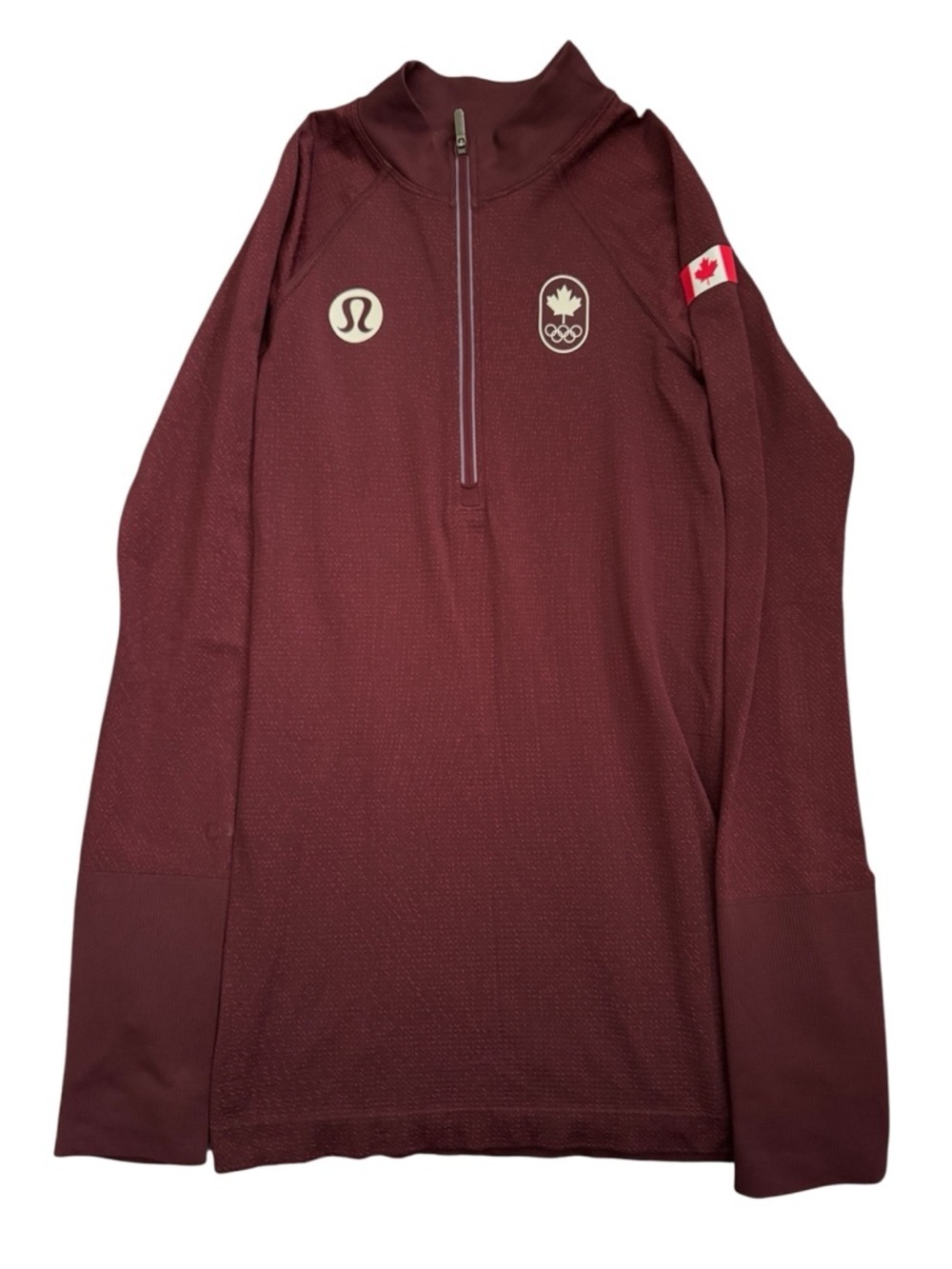 Lululemon Team Canada Swiftly Tech Half Zip 2.0 in Storm Surge Red Merlot - Picture 6 of 9
